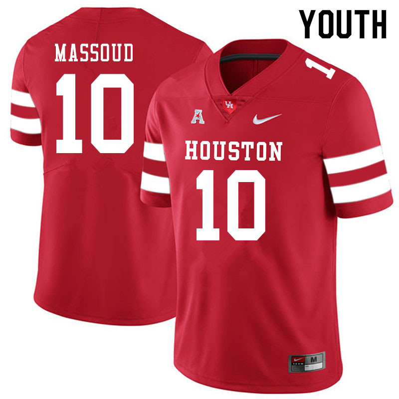 Youth #10 Sofian Massoud Houston Cougars College Football Jerseys Sale-Red